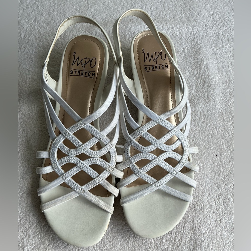 Impo Stretch White Strappy Sandals Sz 8